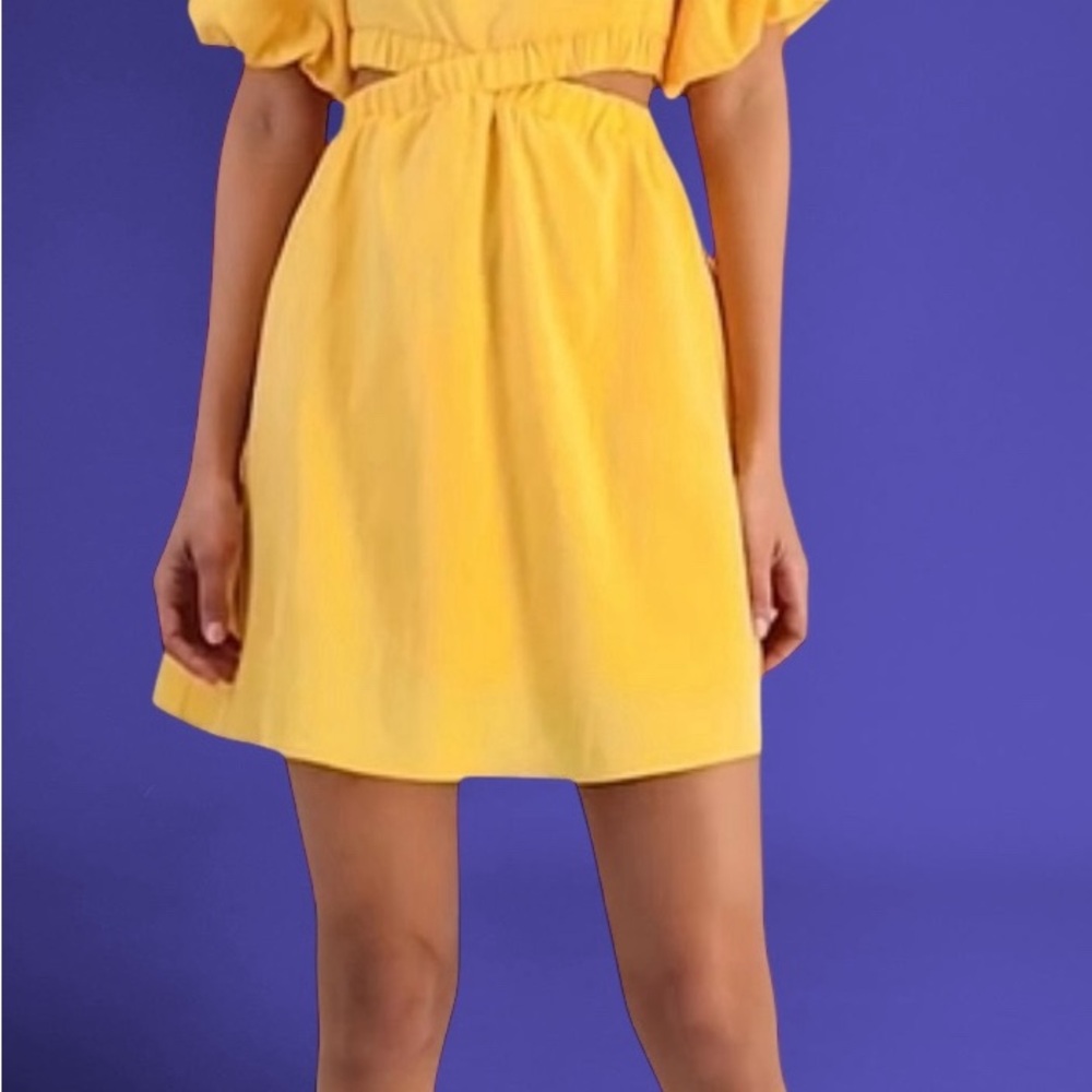 Yellow Puff Sleeve Square Neck Sundress